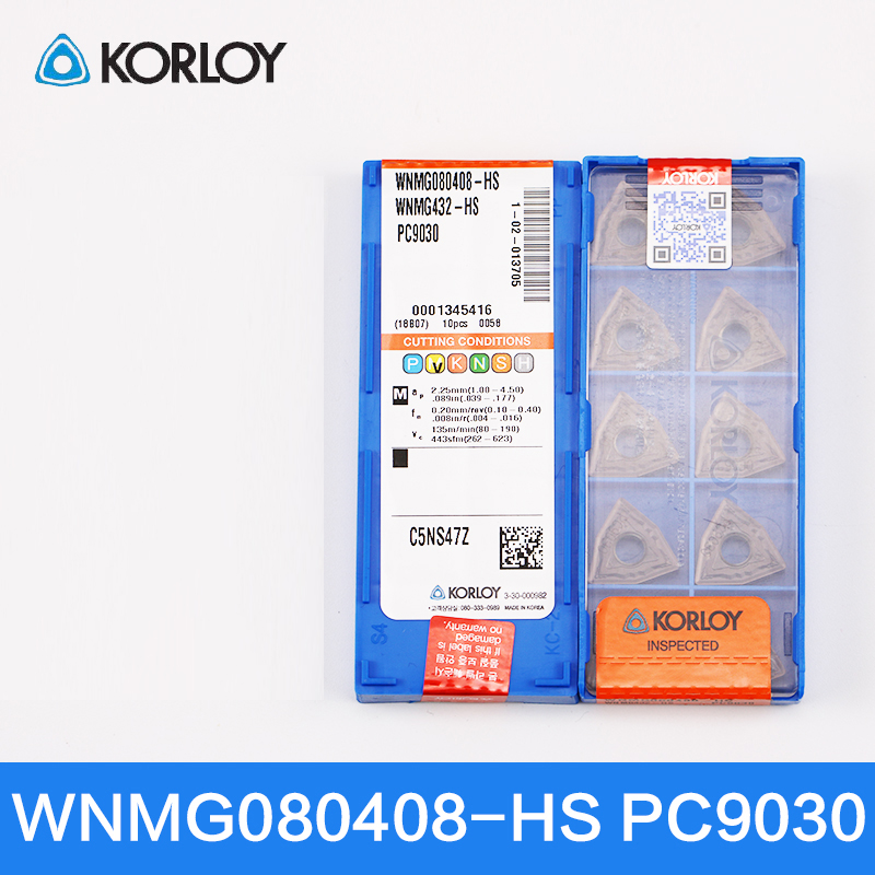 Original Korloy carbide cutting tips  for stainless steel processing WNMG080408-HS PC9030 - 1