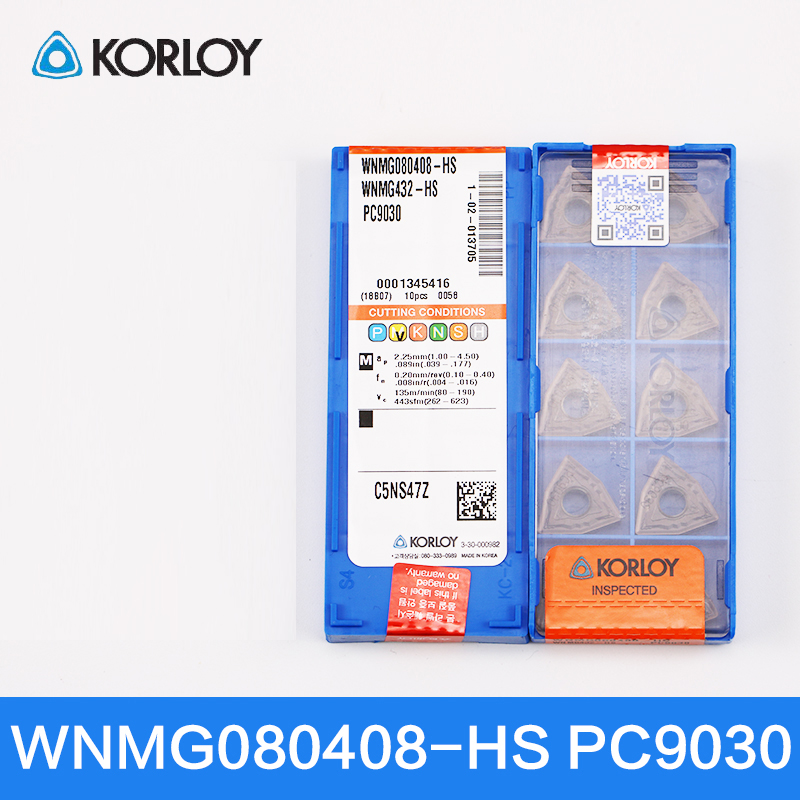 Original Korloy carbide cutting tips  for stainless steel processing WNMG080408-HS PC9030